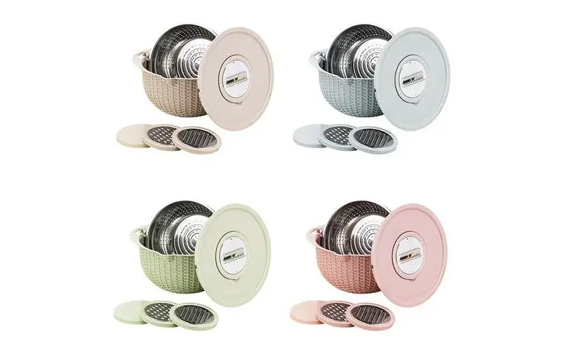 

Кухонные ситечки из нержавеющей стали, вращающиеся двухслойные ситечки и дуршлаги для пищевых продуктов, корзина для мытья и слива овощей