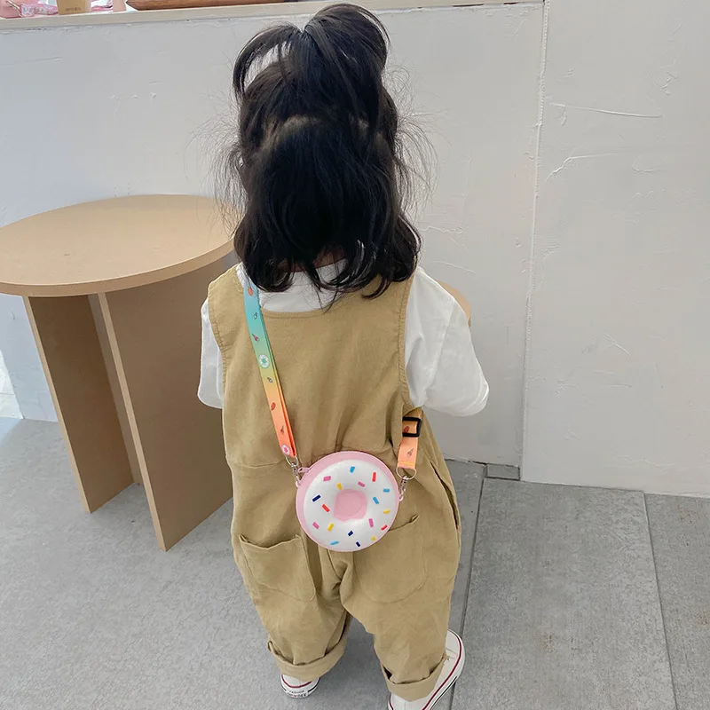 Niedliche Donut-Mädchen-Umhängetaschen, Silikon, Mini-Snack, Kinder, Reisen, Messenger-Taschen, Reißverschluss, einzelne Umhängetaschen für Kinder