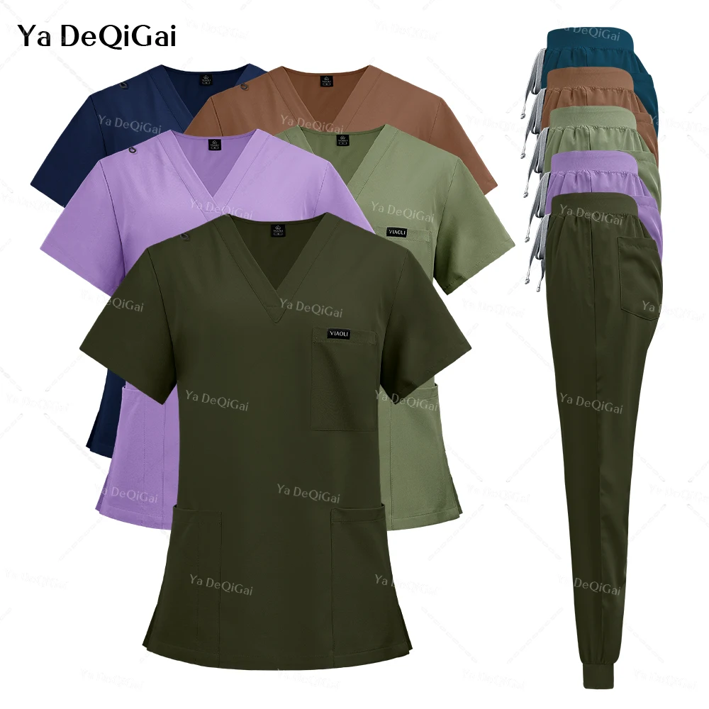 Multilcolors Hospital Medical Scrub Suits Uniform Women Men Scrubs Set Beauty Work Clothes Nurse Accessories Dental Surgery Suit