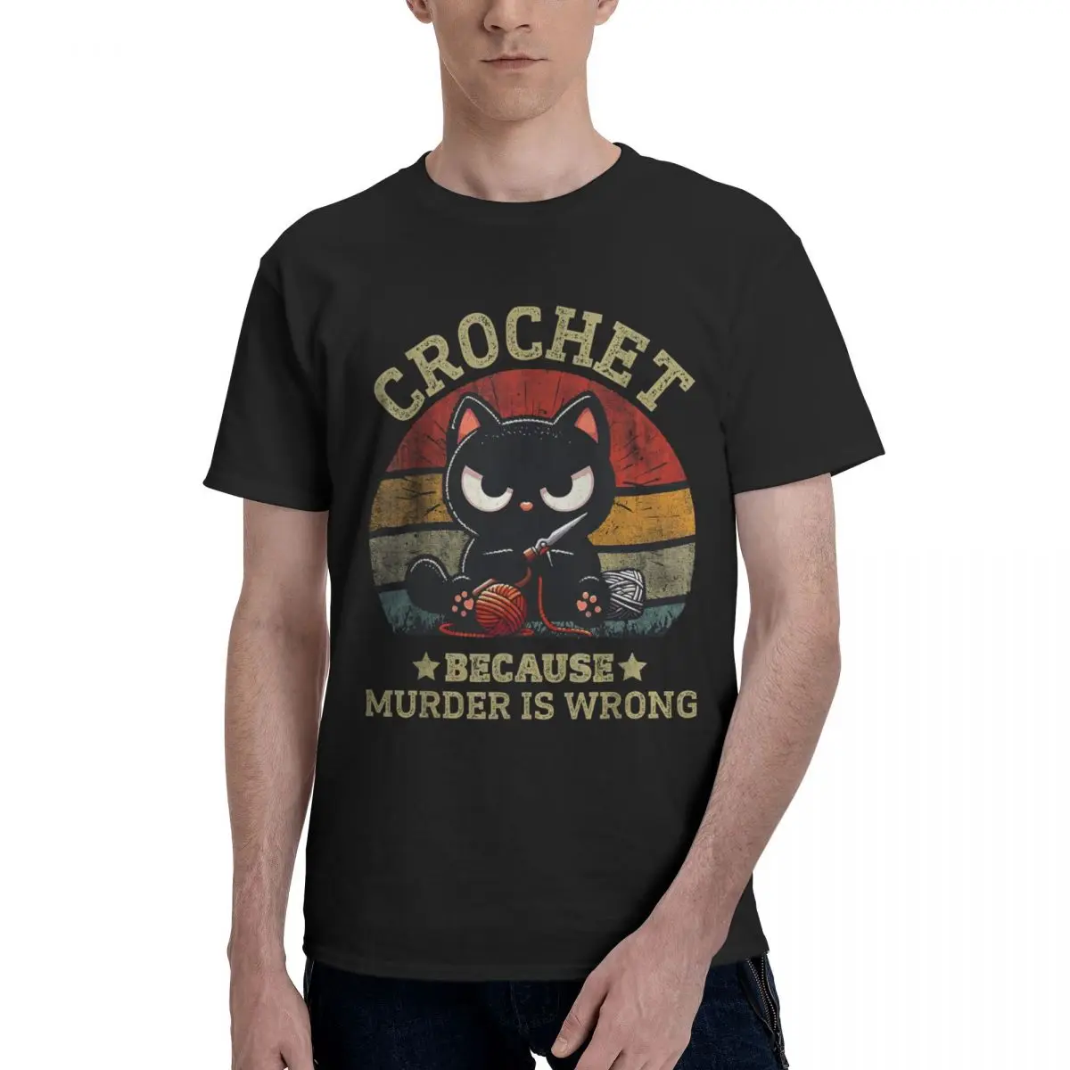 Crochet Cat Murder Wrong Sports Tshirt Fitness Title Graphic Vintage High quality USA Size
