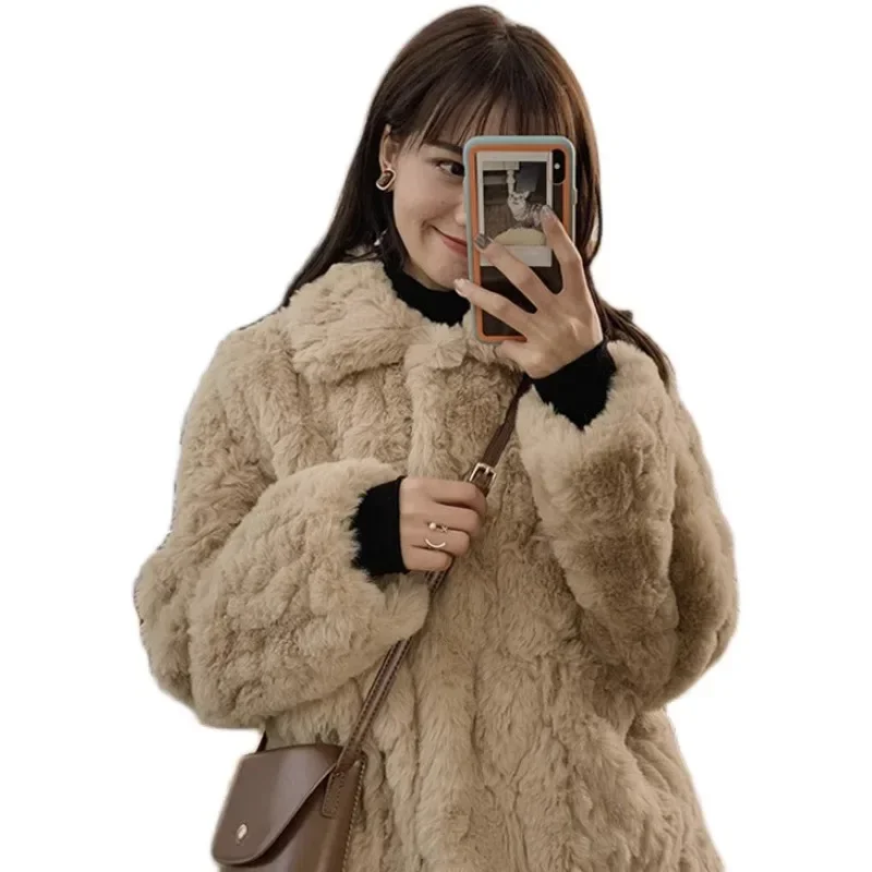 Lamb Fleece Coat New Women Winter Warm Faux Fur Coat Thick Women Long Coat Turn Down Collar Women Warm Fur Coats Jacket Women