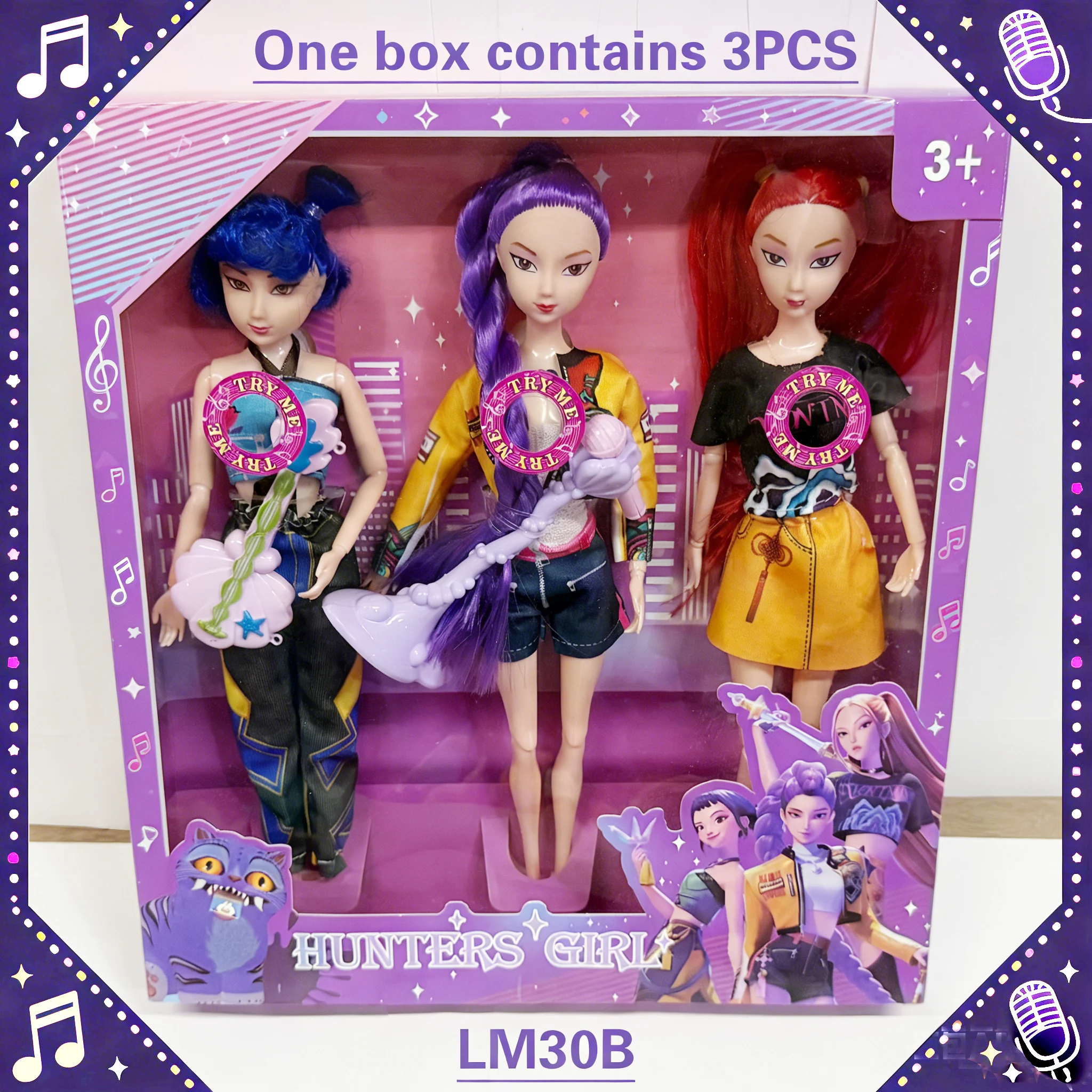 

Estatuilla de Vinilo con Música 3PCS 2026 | KPop Demon Hunters Rumi Mira Zoi Muñeca Máscara Regalo para Fans