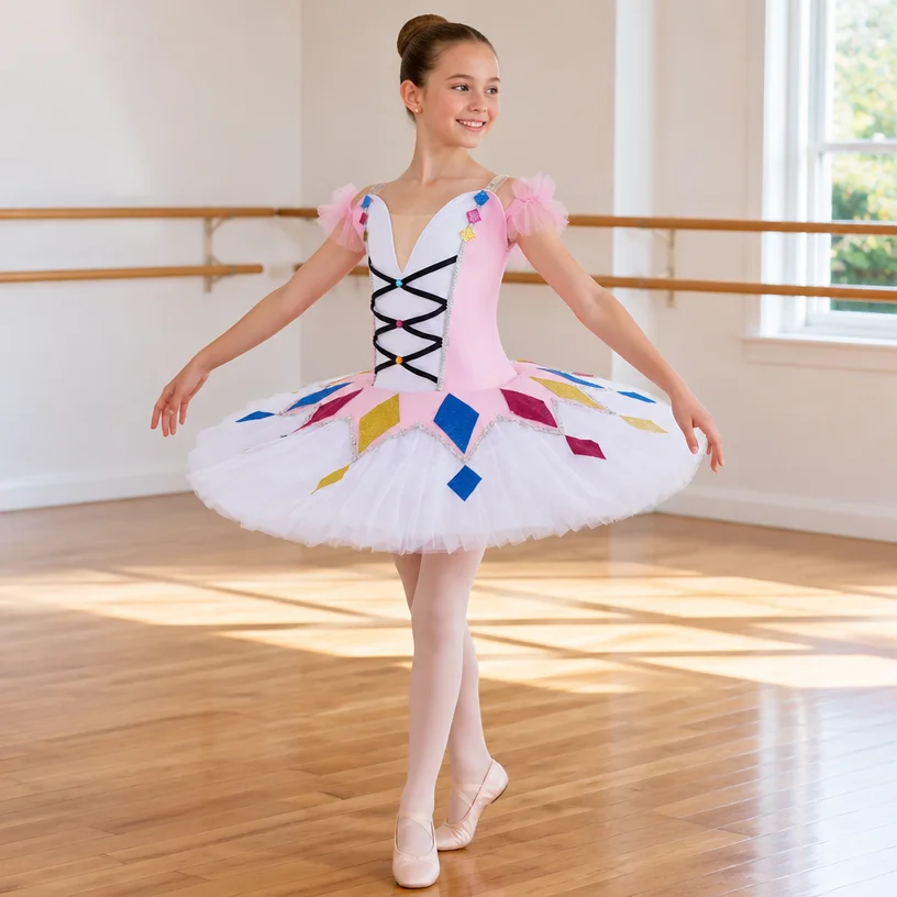 Kinder-Ballettkleid, Aufführungskleidung, Schwanensee-Tutu, professionelles Tanzkleid für Mädchen, Ballerina-Kostüm, Partykleid.