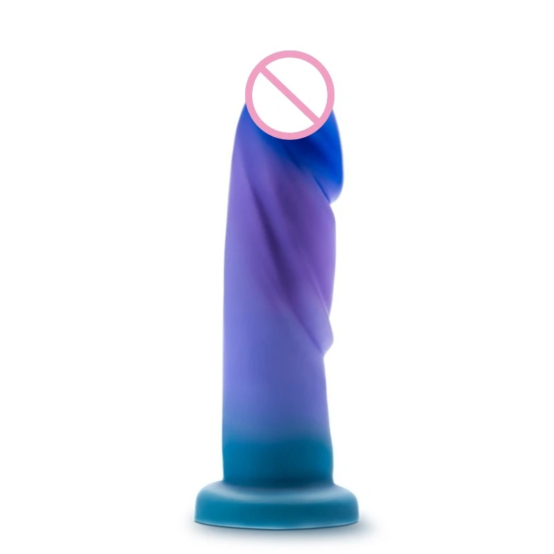 1pc Purple-Blue Color Heart-Shaped Eggless Simulated Silicone Dildo Soft Realistic Penis Cute Anal Plug Sex Toys for Women Gays