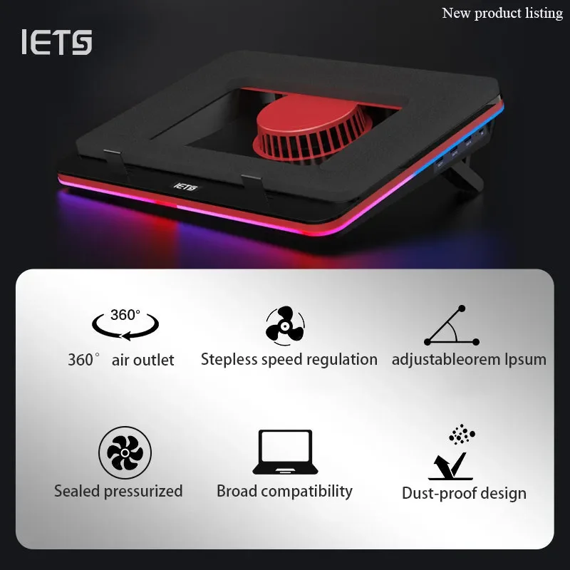 Imagem -06 - Pressurizado Air Cooler Base Pad Gaming Laptop Cooling Stand Dustproof Impermeável Cooler Air Cooler Iets-gt500