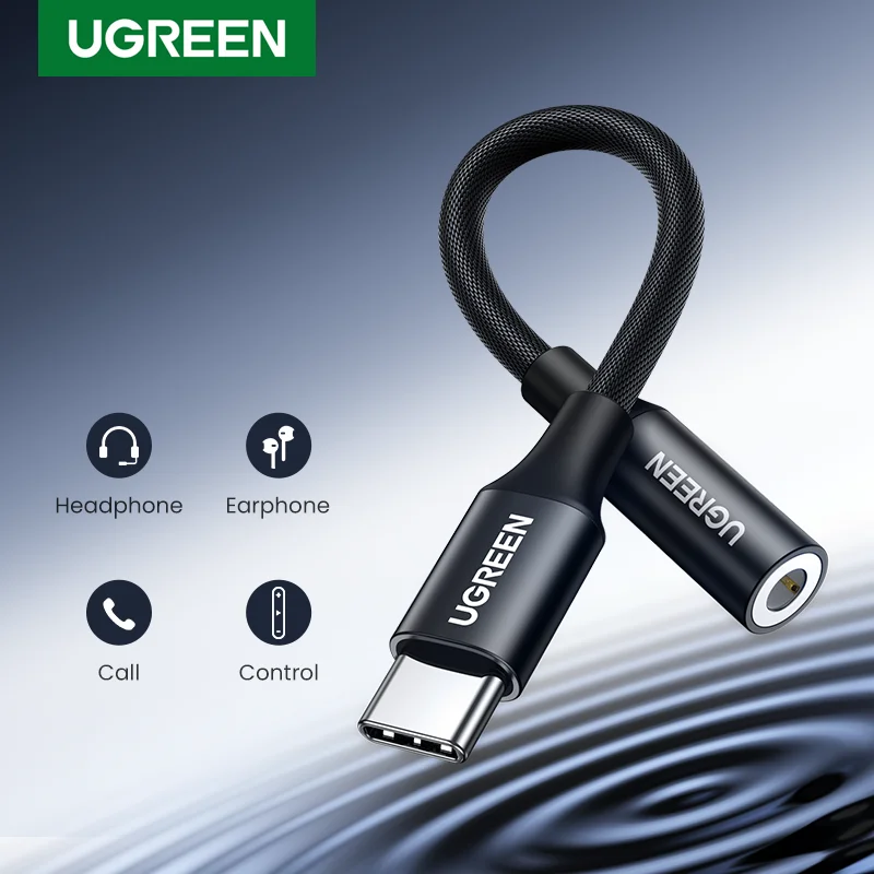 UGREEN Type c to 3.5 jack USB C to 3.5mm Headphone Adapter Audio AUX 3.5 MM Jack Converter for HUAWEI P40 XIAOMI OnePlus 8 PRO