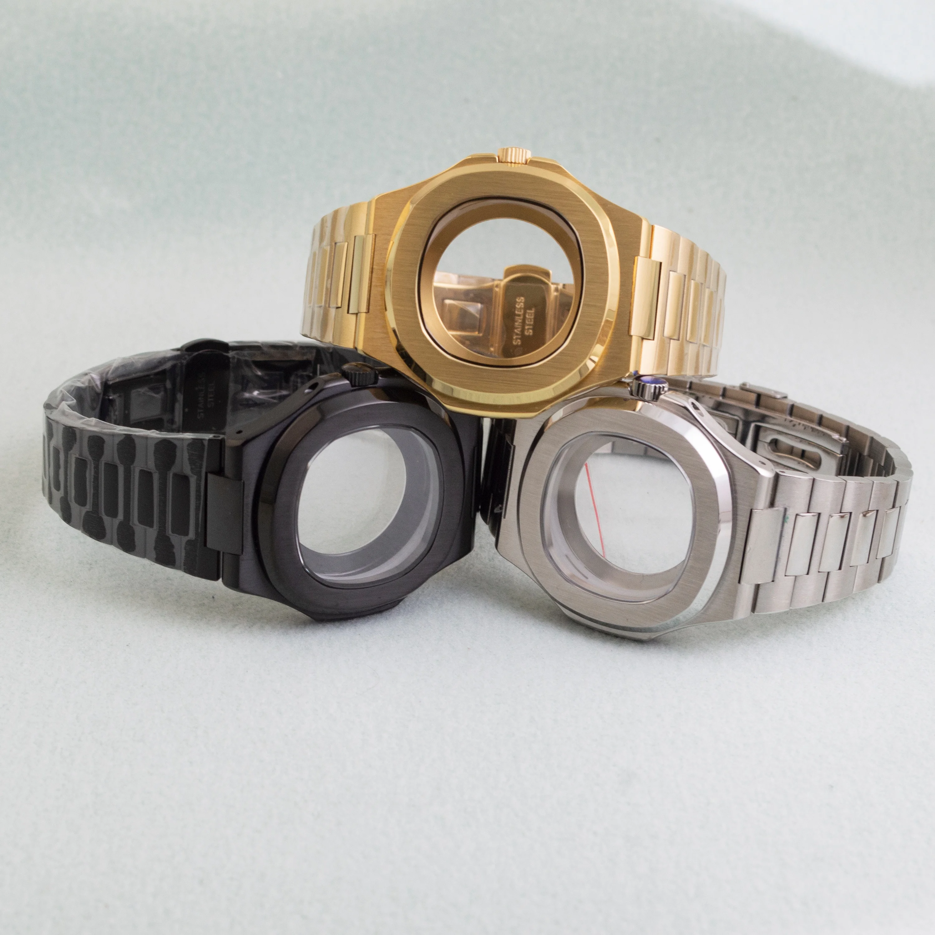 

Mod NH35 Watch Case 316L Stainless Steel 25mm Strap Sapphire Glass Case for NH35 NH36 NH38 Movement Nautilus Watch Case