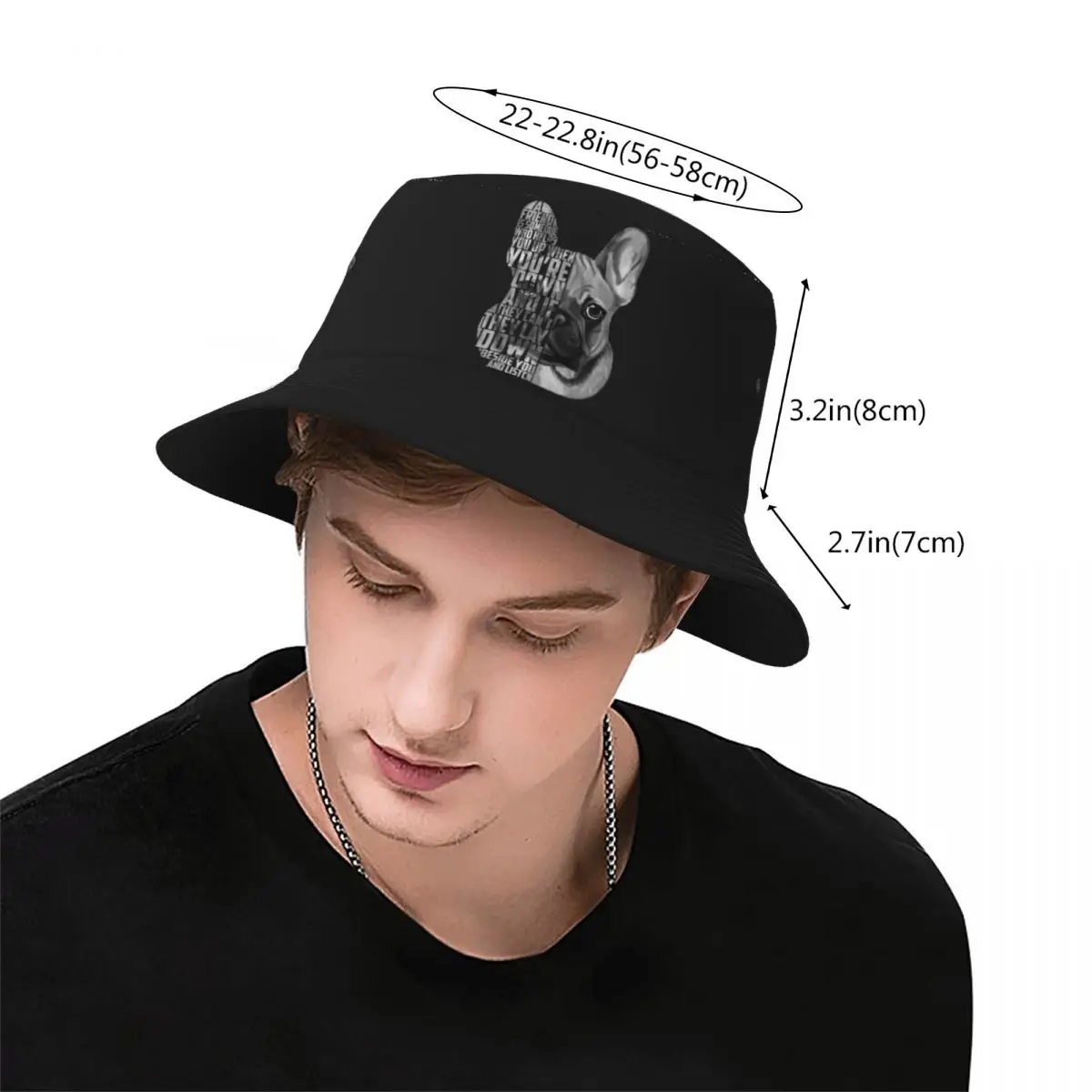 Unisex French Bulldog Quote Bucket Hat Dog Lover Breathable Fisherman Hats Spring Casual Fishing Caps Hawaii Pattern Sun Hat