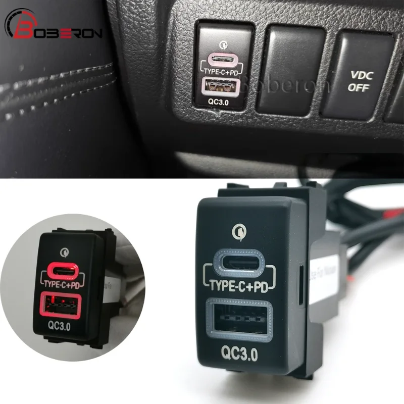 Car Dual Charger USB QC3.0 Type-C PD Modified Car Charger Fast Charger Socket Adapter for Nissan SYLPHY TEANA PATROL Y62