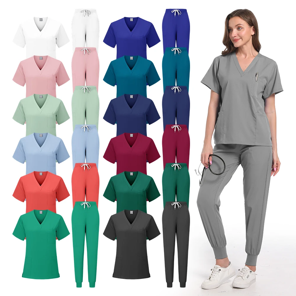 Unisex manga curta enfermeira uniforme, Medical Scrubs conjuntos, Multicolor, Hospital, Doutor, Workwear, Oral, Dental, Cirurgia