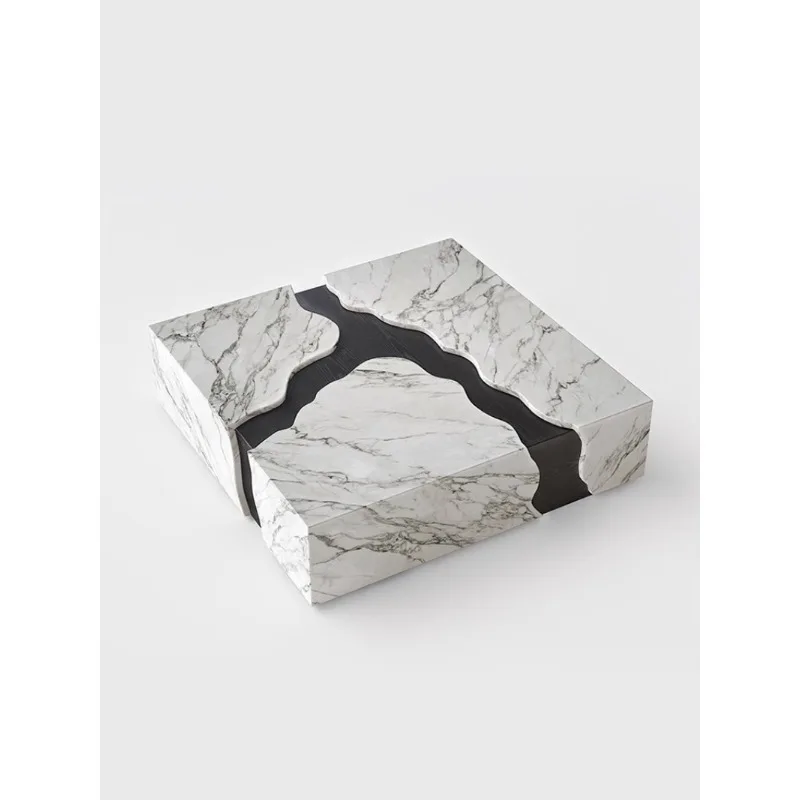 Black Bulgari Marble Coffee Table High-end Designer Living Room Household Italian Light Luxury Villa Small Apartment New