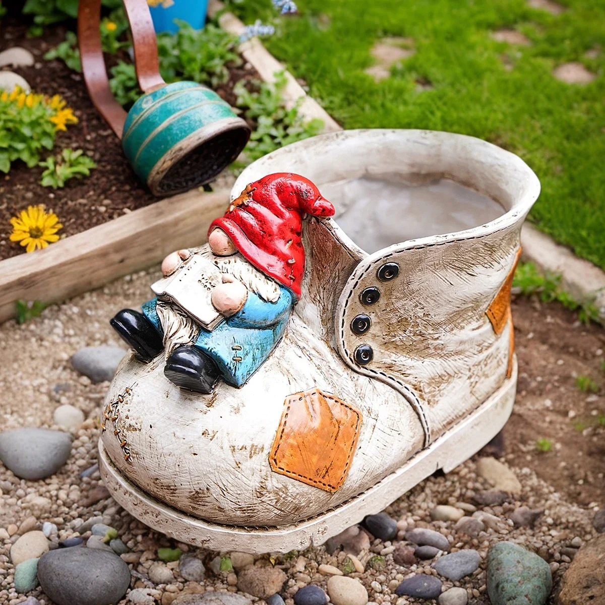 

Hand Painted Boot Succulent Vase, Colorful Resin Decorative Flower Pot for Mini Cactus, Cute Desk & Windowsill Decor Gift