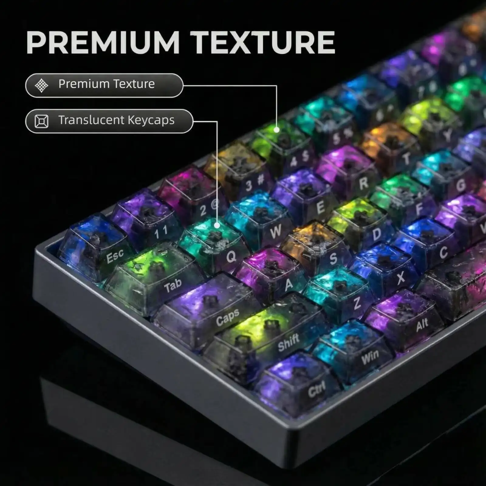 119 Keys Ice Carbon Fiber Fog Transparent Keycaps Side-Engraved Cherry MX for Gaming Mechanical Keyboard Gamer DIY Custom Setup