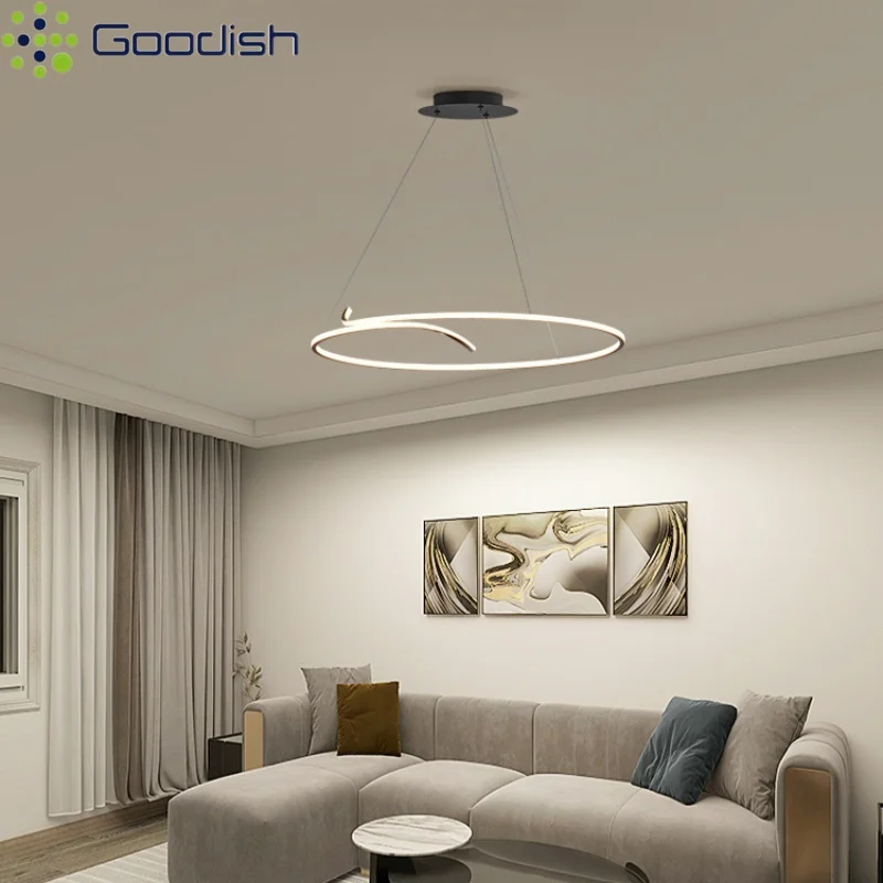 Современные минималистичные круглые светодиодные подвесные светильники, дизайнерские лампы в форме змеи для гостиной, столовой, спальни, домашнего декора, люстра