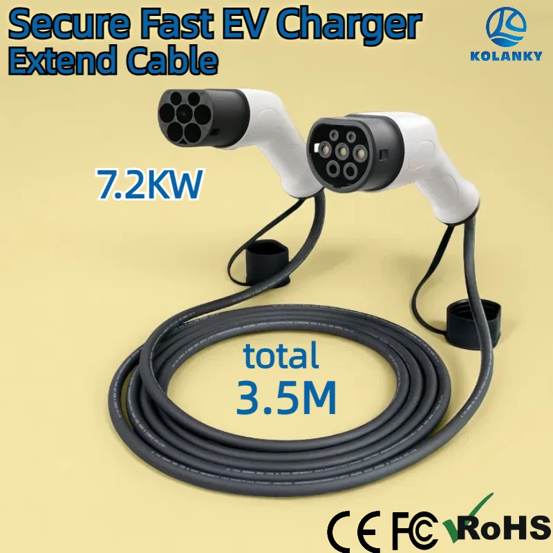

Портативный кабель для зарядки электромобилей 7,2 кВт, зарядное устройство для электромобиля, комплект 1P EVSE, кабель для электромобилей типа 2, штекер-тип 2, удлинительный кабель IEC62196-2, женский