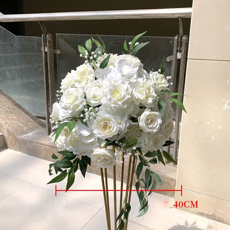 50CM Wedding Supplies White Rose Ball Display Window European Style Lawn Church Outdoor Wedding Decoration Road Guide Flowers