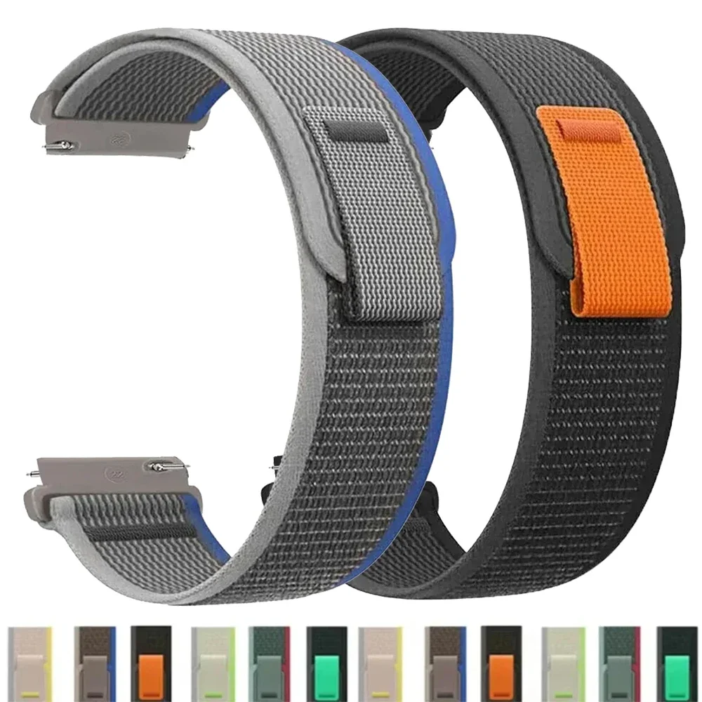 20mm 22mm Nylon-Schlaufenarmband für Garmin Vivoactive 4 5 Forerunner 255 265 Venu 3 2 Band Austauschbares Armband für Galaxy 7 6 5 4 Correa