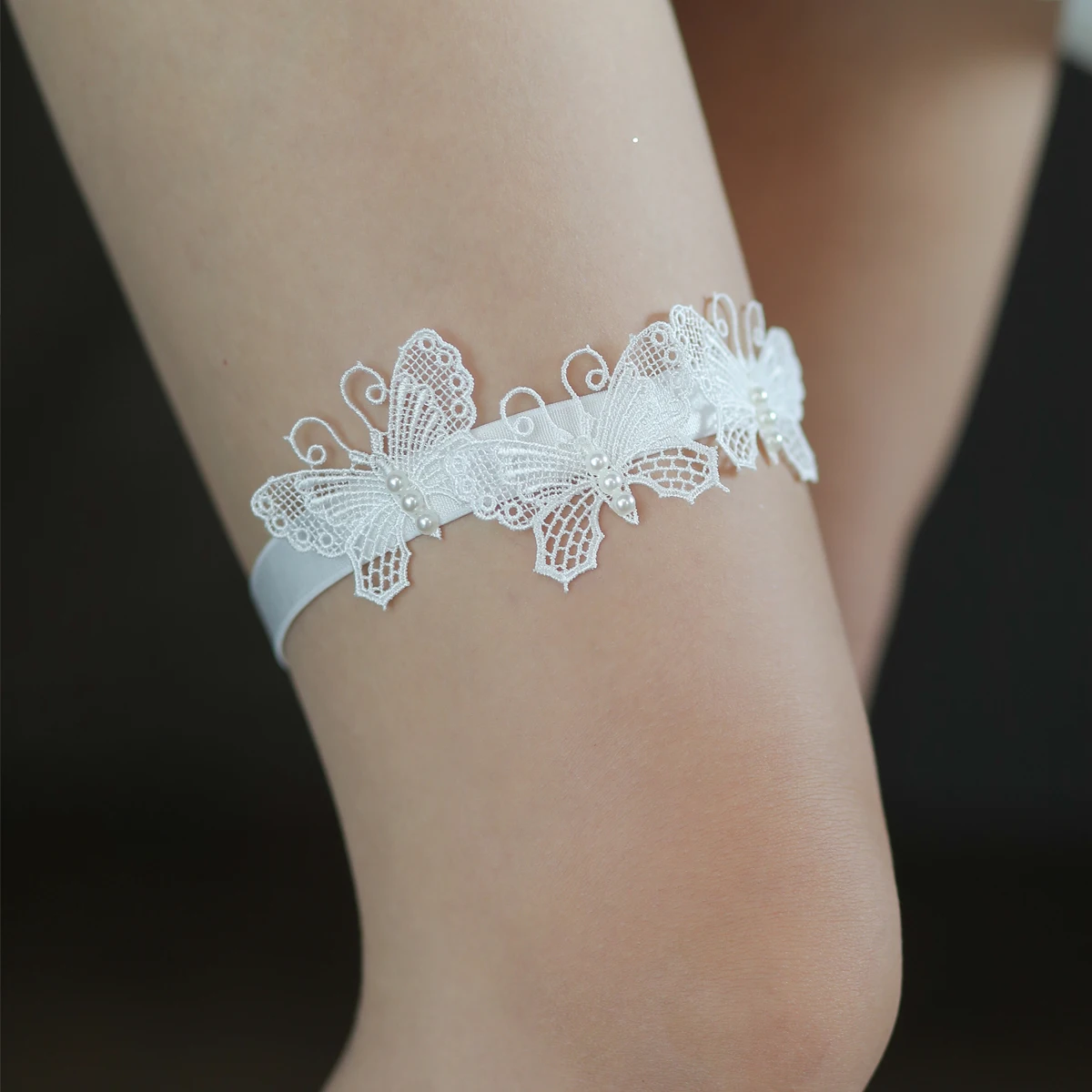 LR031 Fairy Wedding Bridal Garter Pearls Beading Butterfly Brides Bridesmaid Sexy Leg Ring Women Small Exquisite Gifts