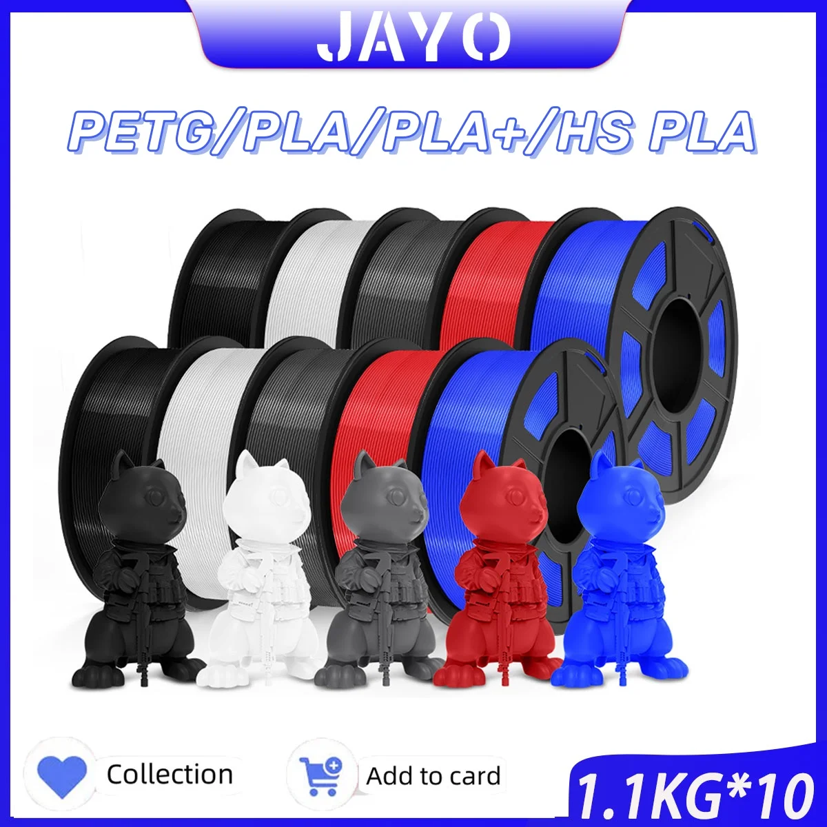 JAYO PLA/PLA PLUS/PETG 3D Printer Filamen High Speed/PLA Matte Filament 1.75mm  10 Rolls 3D Print Materials for 3D Printer& Pen