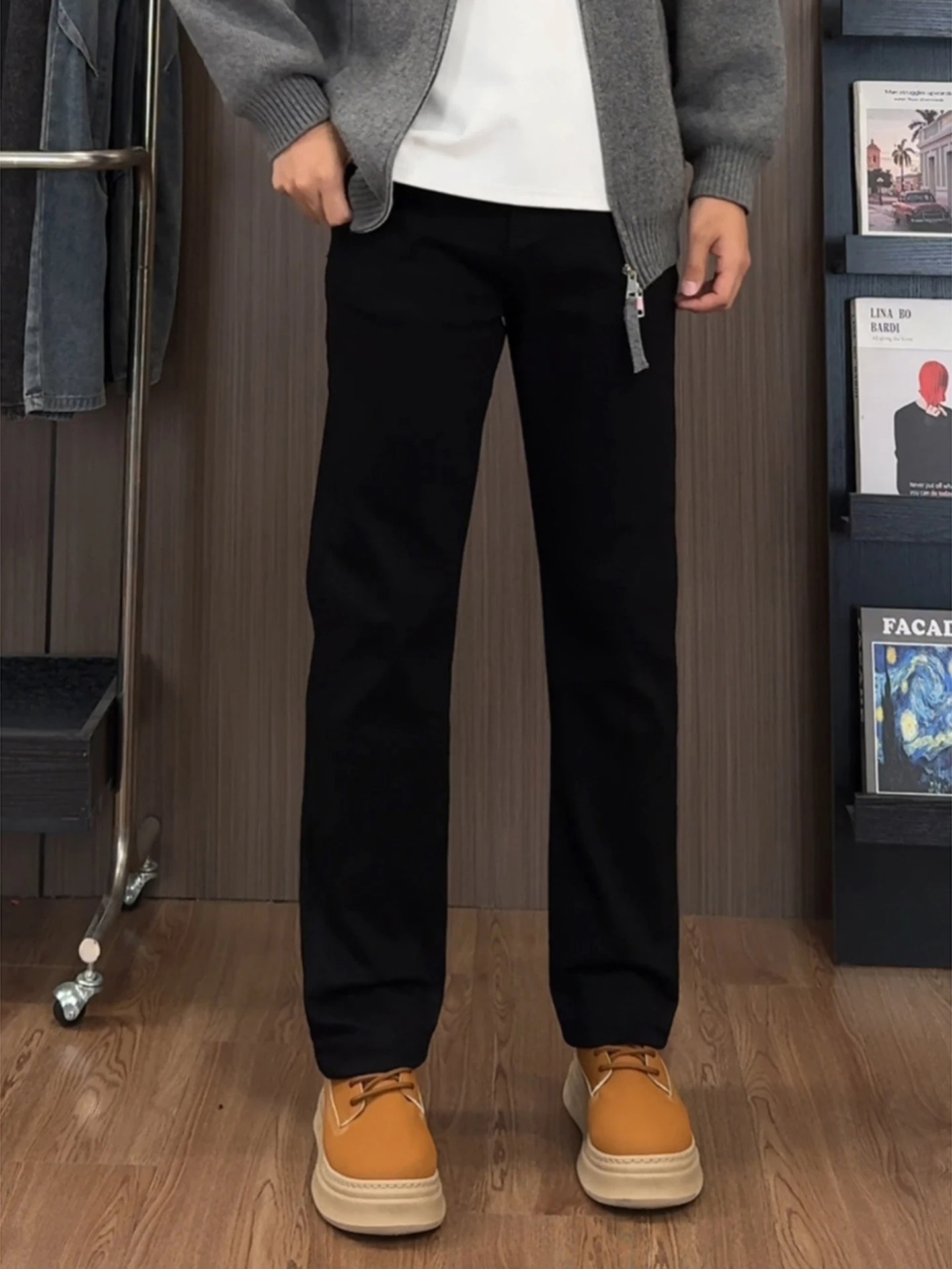 

Bla Le Blade Jeans Men's American High Street Slim Straight Leg Lengthening Elastic Flared Pants Wear Resistant Straight ...