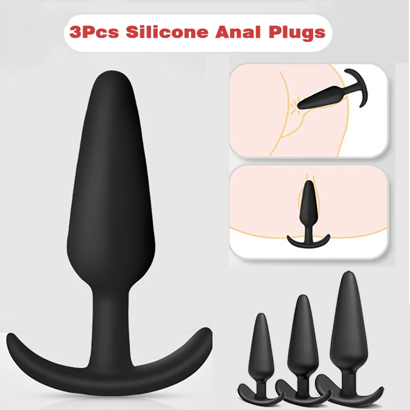 Silicone Anal Plug 3 Butt Plugs Training Set for Beginners Advanced Users with Flared Base Prostate Sex Toys For Men Women