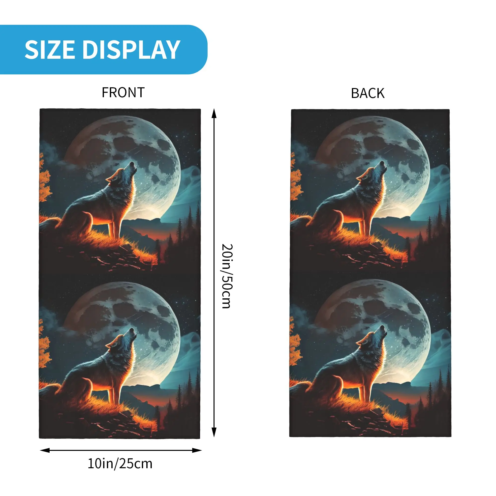 Howling Wolf Under The Moonlight Print  Bandana Neck Gaiter Printed Wrap Scarf Headwear Running Unisex Adult All Season