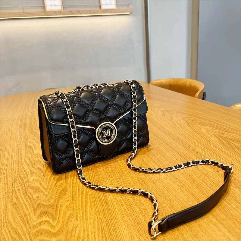 

Women's Fashion Shoulder Bag, 2024 New Retro Casual Crossbody Bag, Quilted Pattern Shoulder Chain Bag