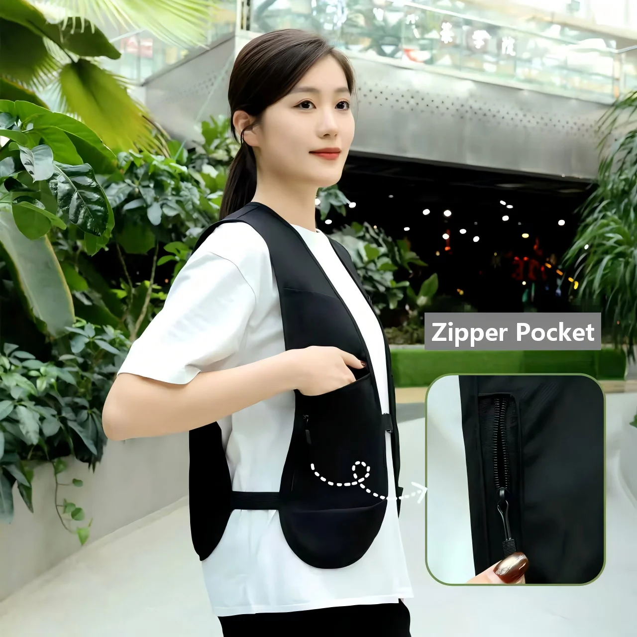 Zipper Type Work Vest Super Light and Loose in Summer for Outdoor Work Trips Front and Back Wear for Fishing and Hiking Photogra