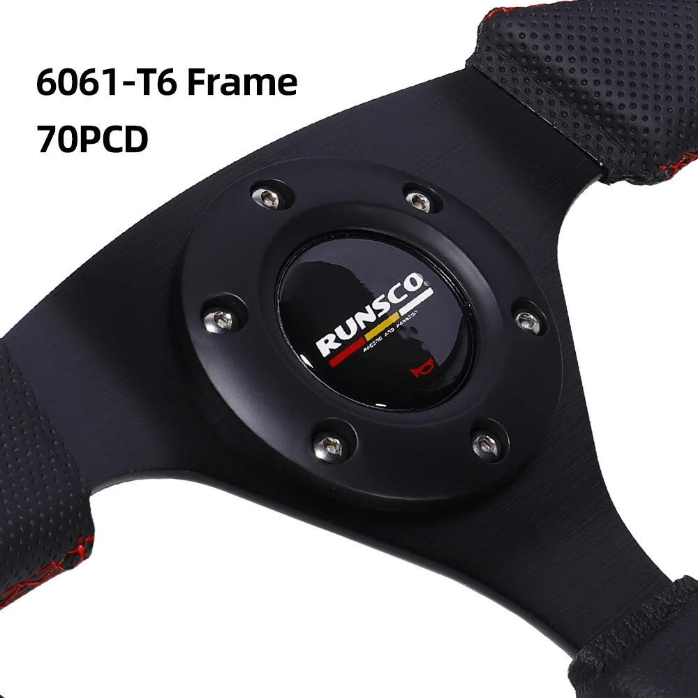 13Inch 330mm Steering Wheel Leather Drift Sim Racing Game Steering Wheel Flat 6061-T6 Aluminum Frame