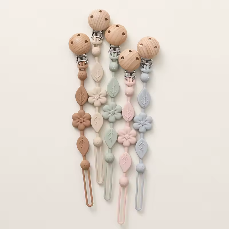 1pcs Baby Silicone Pacifier Chains, Flower  Anti Loss Adjustable Pacifier Holder For Newborn, Suitable For Baby Toy Products - Image 4