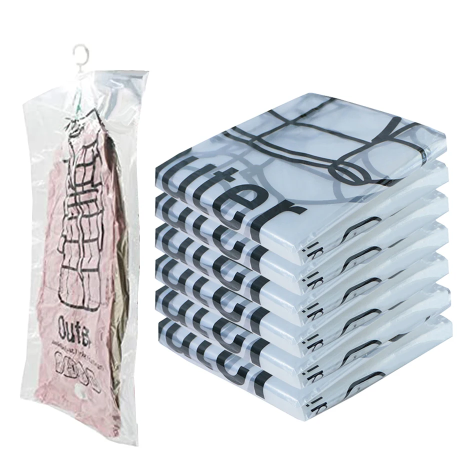 

Hanging Closet Vacuum Storage Bags Medium and Large Szie Organizer Saving Space Wardrobe Compressed Hanger Clothes Organization