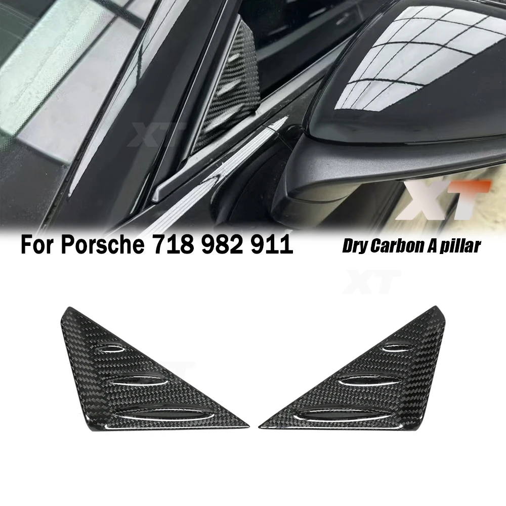 

Real Dry Carbon Fiber For 2012+ Porsche 911 718 981 991 992 Cayman Carrera A Pillar Anti-collision Sticker Air-guide Denoise