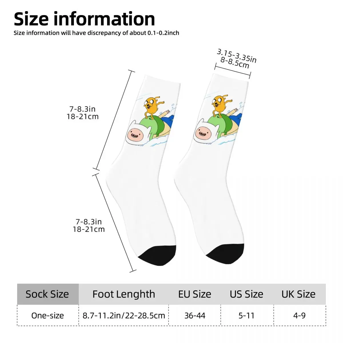 Jake Finn The Human Stockings Popular Anime Pattern Gothic Socks  Anti Slip Socks Unisex Men Outdoor Sports High Quality Socks