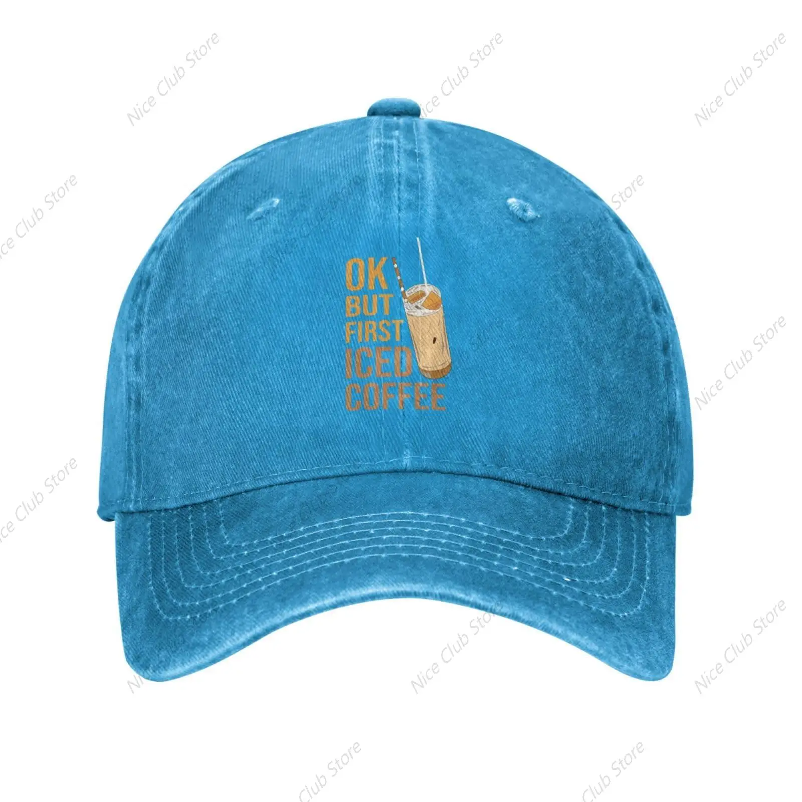 

Ok But First Iced Coffee Baseball Cap for Men Women Vintage Trucker Hat Golf Hats Dad Hat