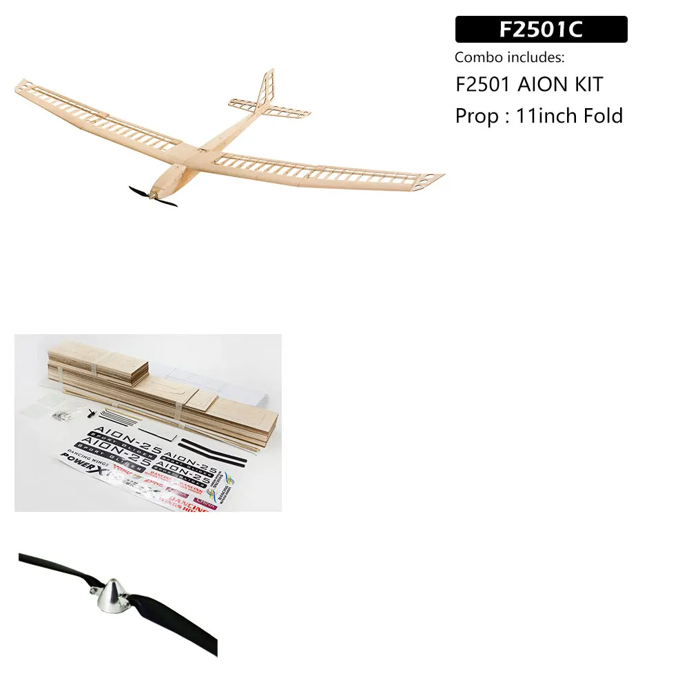 F25 AION-25 RC Zweefvliegtuig Kit 2500mm (98"), Lasergesneden Balsahout F3P Competitie Grootschalig Zeilvlak DIY Kit voor Volwassenen