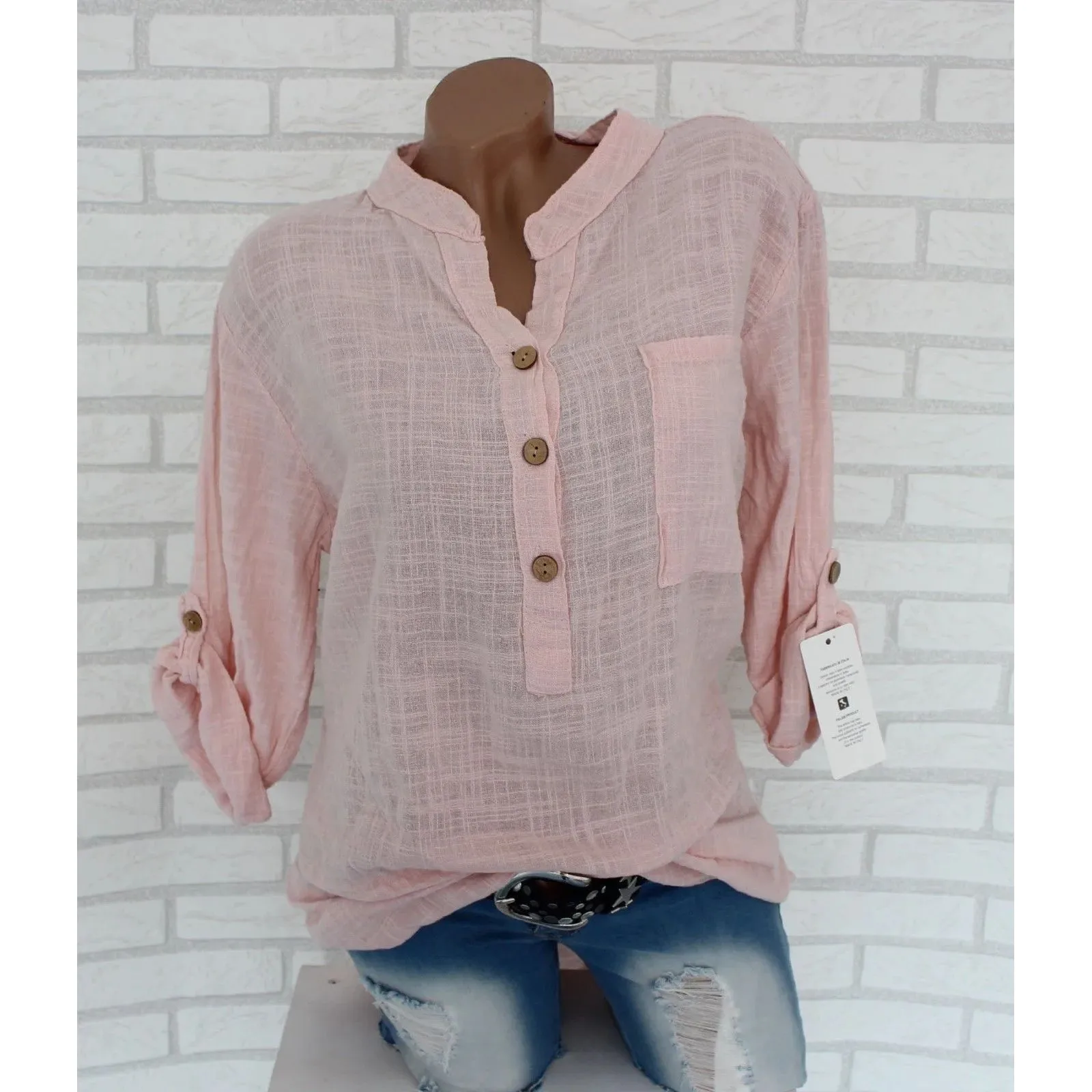 Femmes coton lin irt v-ne ket température couleur printemps 2026 Faion dames traditionnel chinois Sle haut