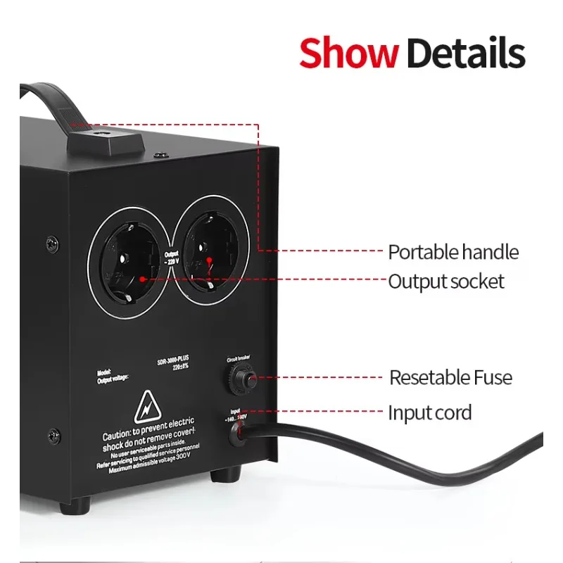3000VA 220 فولت الجهد المنظم 80% 100% محول حلقي الطاقة AVR التيار المتناوب منظم تلقائي استقرار فولت 2400 واط 3KW