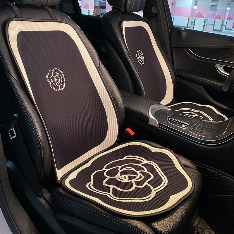 

2023 Four Season Universal Cartoon Rose Ice Silk Summer Protective Anti-slip Car Seat Cushion Cover