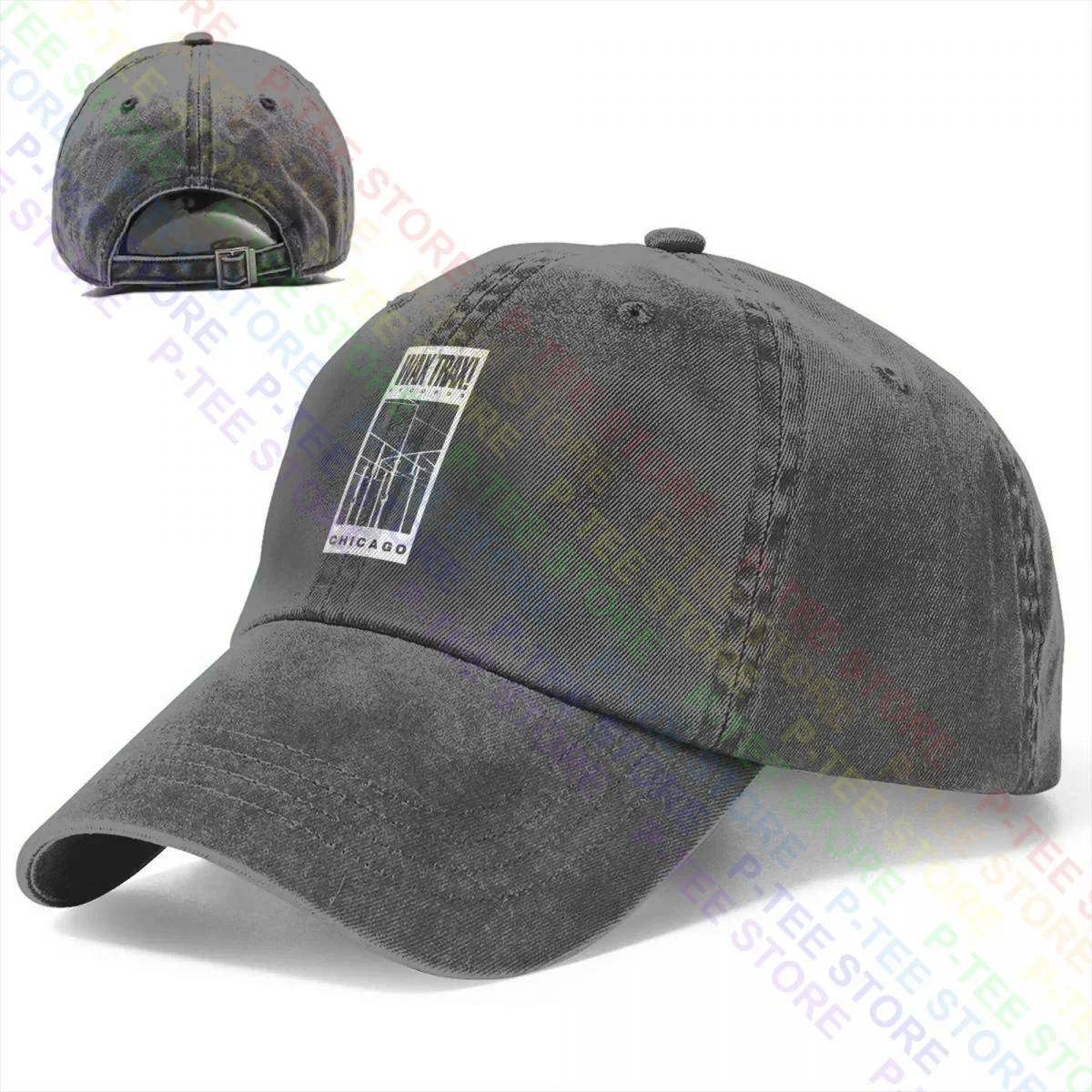 Wax Trax! Wire Logo Industrial,Front 242,Fla,Ministry,Tkk,Kmfdm Washed Denim Baseball Cap Trucker Hats Splicing