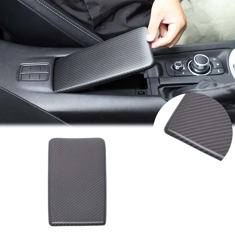 

Real carbon fiber car armrest box protective cover for 2016+ Mazda MX-5/Fiat 124/Abarth 124 car decoration accessories