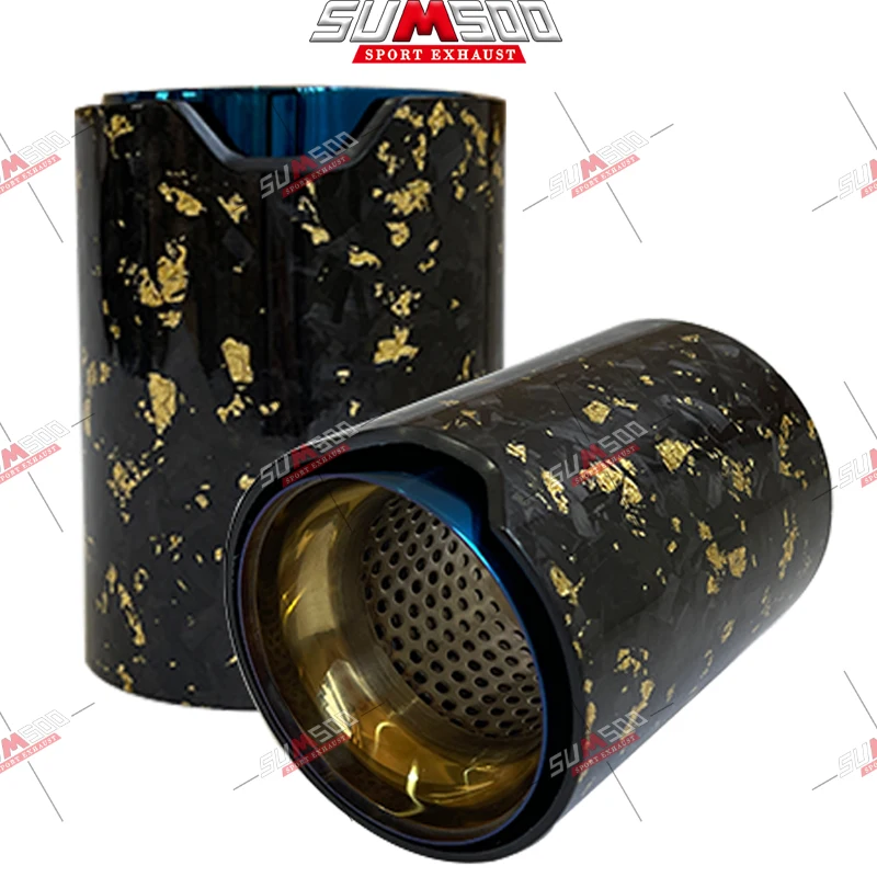 

1 шт. SUMSOO фольга золото кованое углеродное волокно выхлопной наконечник серебристый черный обжженный синий золотой Внутренняя труба из нержавеющей стали для BMW M2 M3 M4