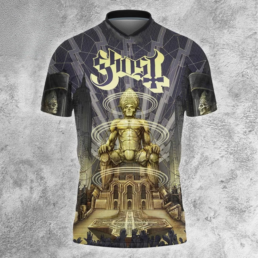 2026 New Ghost Band Full All Over Print V Neck Soccer Jersey Heavy Metal Short Sleeve Fan Football Shirt Family Clothing