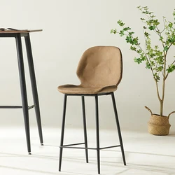 Chaises de Bar Minimalistes Modernes en Cuir, Mobilier de Luxe, Style Nordique, pour Chambre à Coucher, Cuisine, Gris