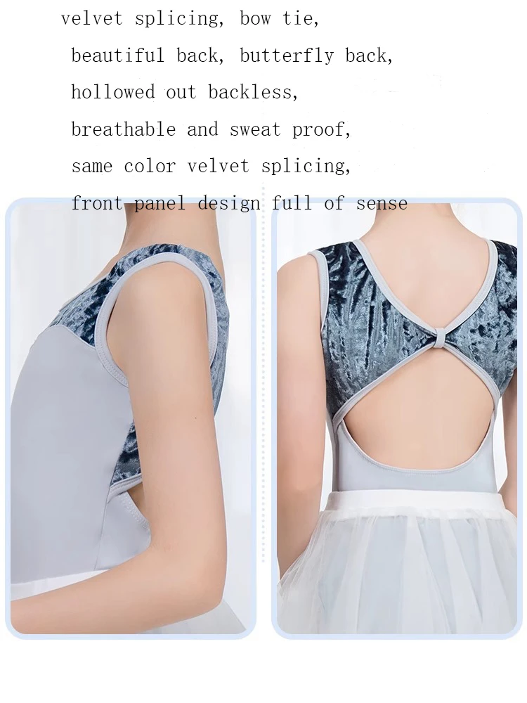 Justaucorps de Ballet en dentelle pour filles col montant dos creux justaucorps de gymnastique en coton justaucorps de danse pour enfants