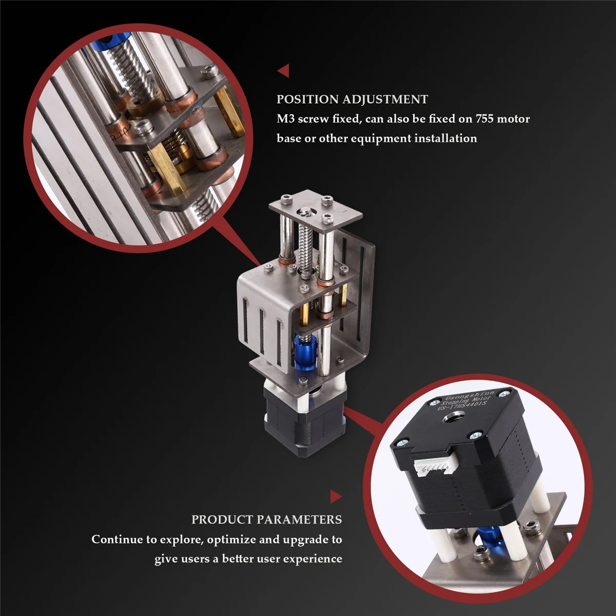 BABP CNC Z-Axis Sliding Table CNC Router Kit DIY Milling Small Transmission Module 100mm Distance Wood Miller Z Axis Motor