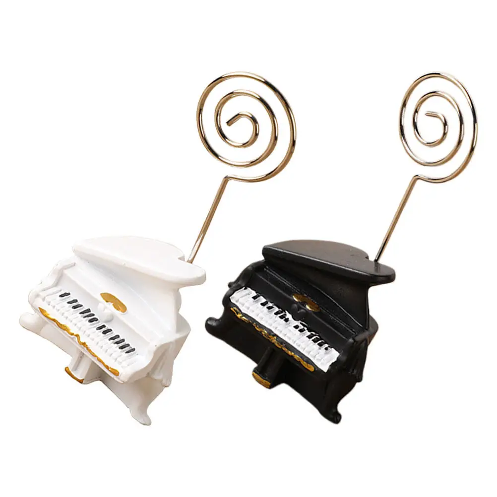 2Pcs Piano Shaped Resin Iron Memo Clip Holder Desk Accessory for Notes Cards Business Photos Table Number Music Lover Gift