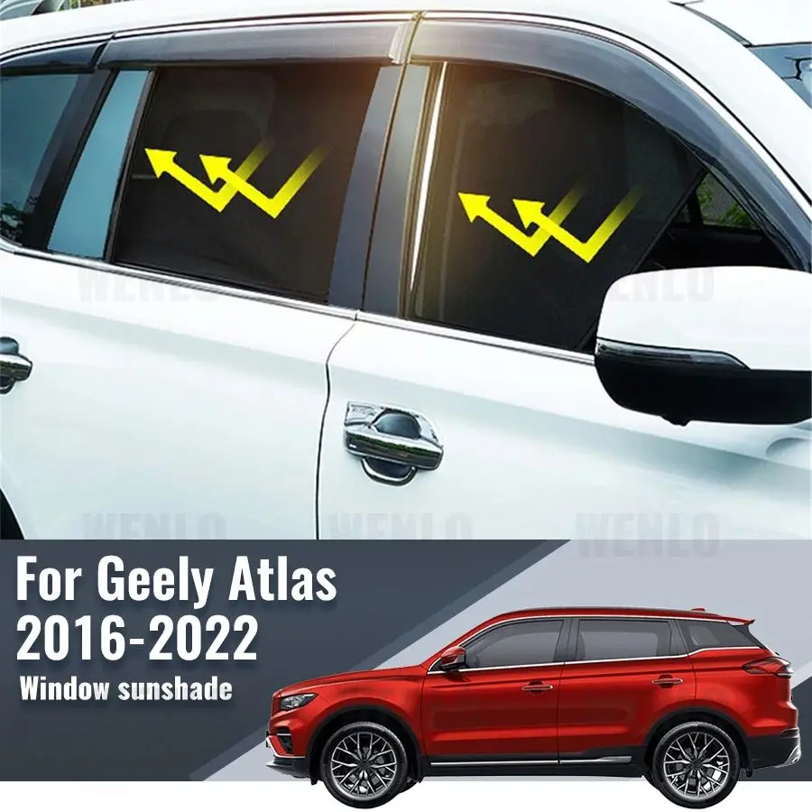 Pare-soleil de voiture magnétique pour Geely Atlas 2016-2022, rideau de cadre de pare-brise avant, fenêtre latérale arrière, pare-soleil