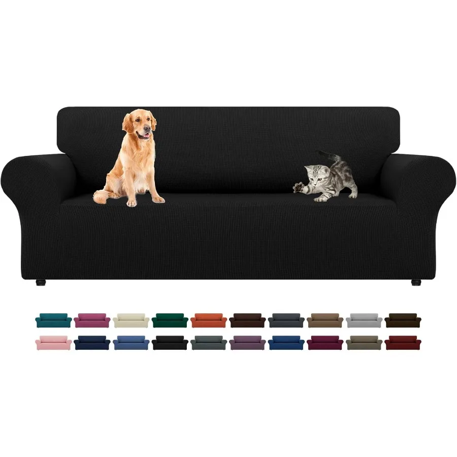 

Stretch Sofa Slipcovers for 3 Cushion Couch with Elastic Bottom Pet Friendly and NonSlip Design Washable Furniture Protector fo