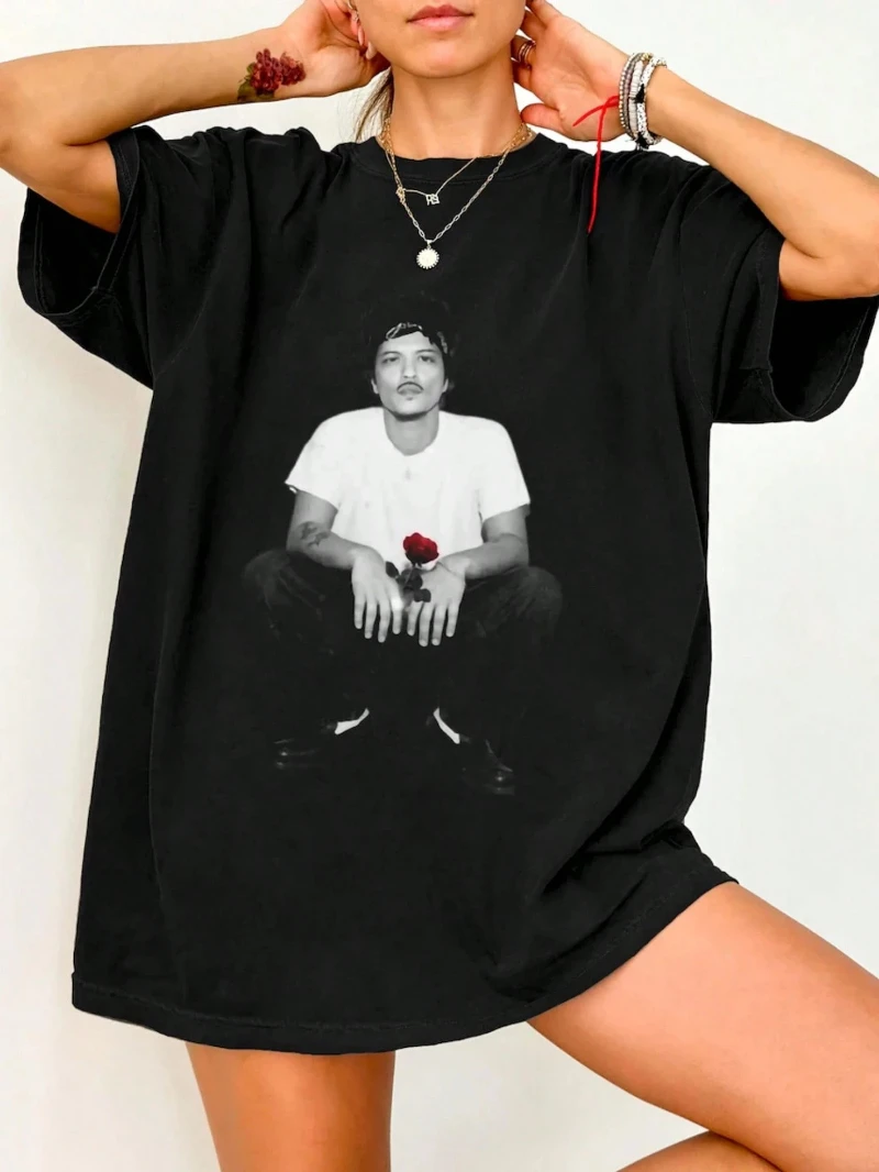 New Bruno Mars Romantic Tour Retro T-shirts for Men and Women, Commemorating Tour Dates vintage clothes