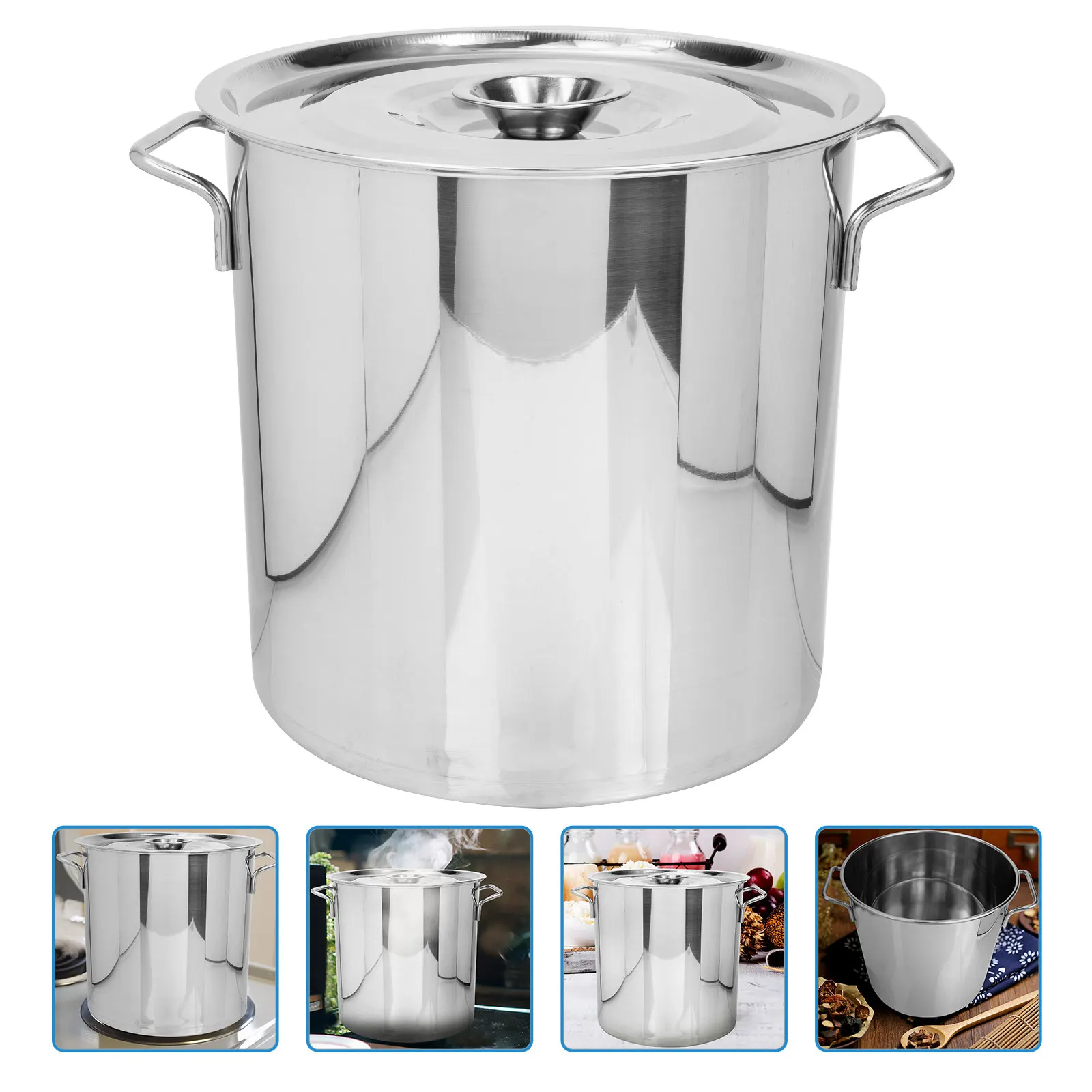 

Extra Large Stainless Steel Soup Pot 30L Heavy Duty Metal Cooking Bucket for Seafood Boil Crawfish Stew Kitchen Stockpot